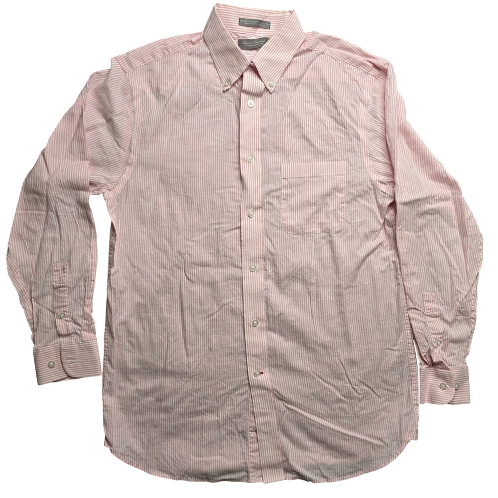 Daniel Cremieux Signature Collection Pink Stripe Cotton Linen Blend Shirt Mens M